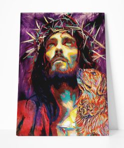 Gearhumans 3D Jesus God And Labrador Retriever Dog Custom Canvas