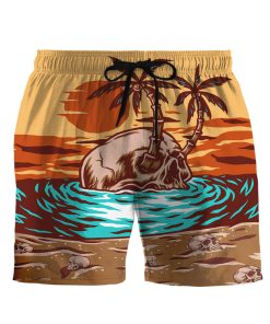 Gearhumans 3D Skull Summer Beach Sunset Custom Beach Short