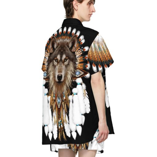 Gearhumans 3D Native Wolf Custom Hawaii Shirt - Image 4