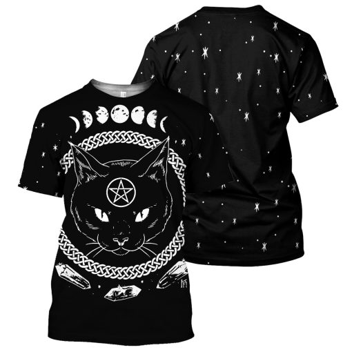 Gearhumans Black Cat Sun And Moon - 3D All Over Printed Shirt - Image 4