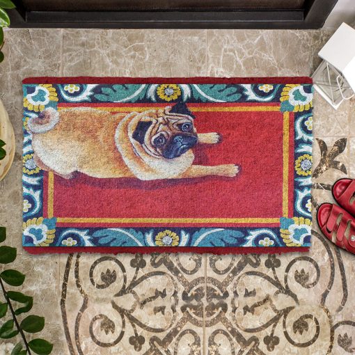 Gearhumans 3D Happy Pug Custom Doormat