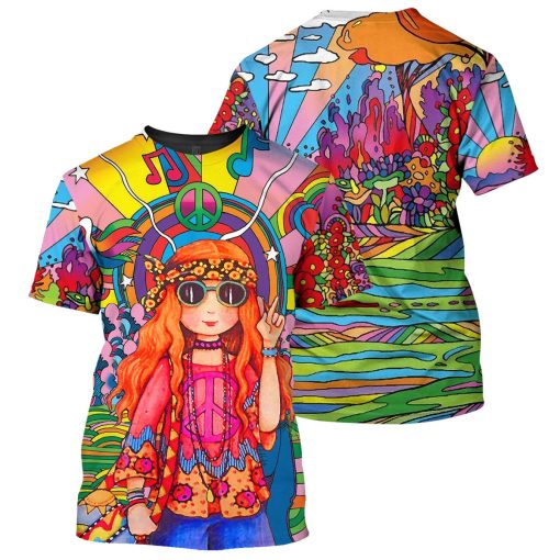 Gearhumans Red Hair Hippie Girl - 3D All Over Printed Shirt - Image 3