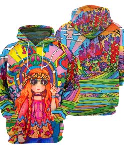 Gearhumans Red Hair Hippie Girl - 3D All Over Printed Shirt