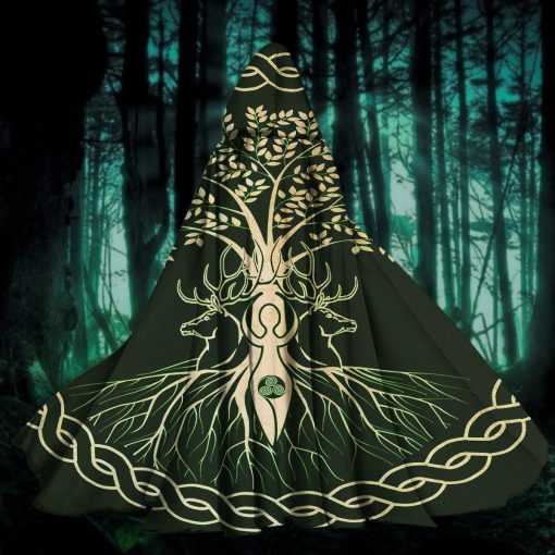 Gearhumans 3D Celtic Goddess Wiccan Custom Hooded Cloak - Image 3
