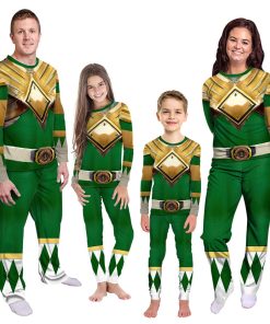 Gearhumans 3D Mighty Morphins Power Ranger Green Custom Family Pajamas