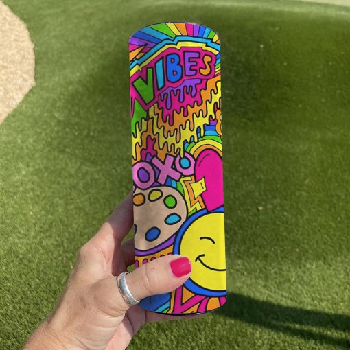Gearhumans 3D Hippie Vibes Custom Glitter Tumbler
