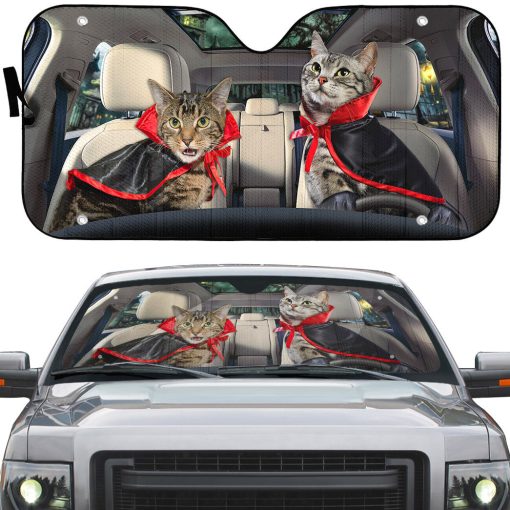 Gearhumans 3D Halloween American Shorthair Cats Vampire Custom Car Auto Sunshade - Image 2
