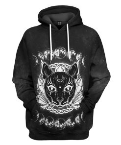 Gearhumans 3D Black Cat Wiccan Moon Custom Tshirt Hoodie Apparel