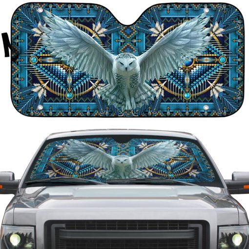 Gearhumans 3D Owl Native American Car Auto Sunshade 8 Gearhumans 3D Owl Native American Car Auto Sunshade