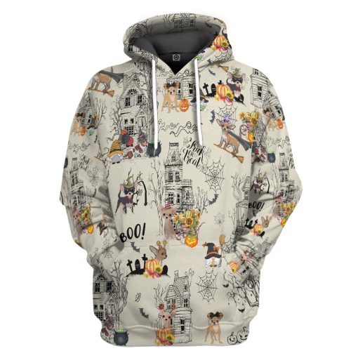 Gearhumans 3D Halloween Town With Chihuahua Dog Custom Tshirt Hoodie Apparel