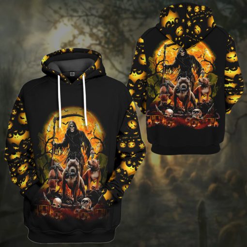 Gearhumans 3D The Dead And Pitbull Halloween Custom Hoodie Tshirt Apparel