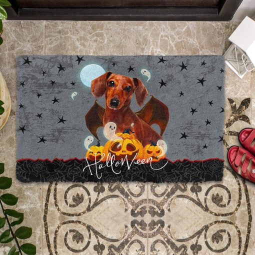 Gearhumans 3D Halloween Vampire Dachshund Custom Doormat - Image 4