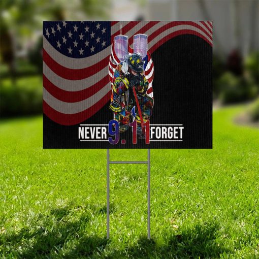 Gearhumans 3D Firefighter Patriot Day Never Forget Custom Yard Sign - Image 4