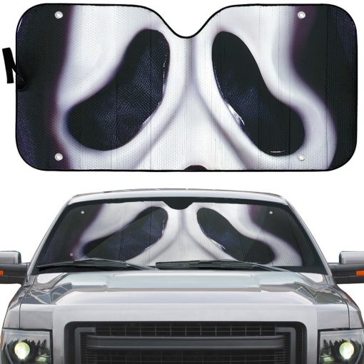 Gearhumans 3D Halloween Ghostface Mask Custom Car Auto Sunshade - Image 2