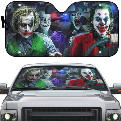 Gearhumans 3D Halloween Clowns Custom Car Auto Sunshade - Image 2