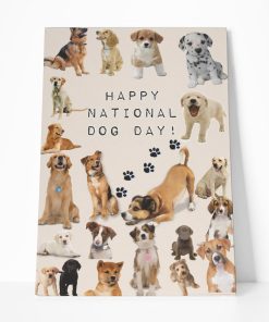 Gearhumans 3D Happy National Dog Day Custom Canvas