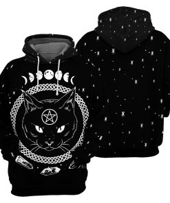 Gearhumans Black Cat Sun And Moon - 3D All Over Printed Shirt