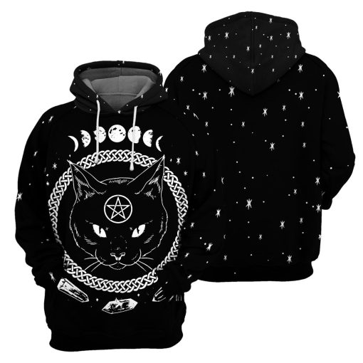 Gearhumans Black Cat Sun And Moon - 3D All Over Printed Shirt