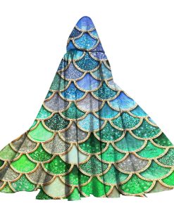 Gearhumans 3D The Most Green And Blue Sparkle Mermaid Tail In The Ocean Custom Hooded Cloak