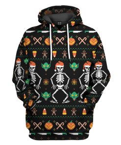 Gearhumans 3D Ugly Halloween Dancing Sketon Custom Hoodie Tshirt Apparel