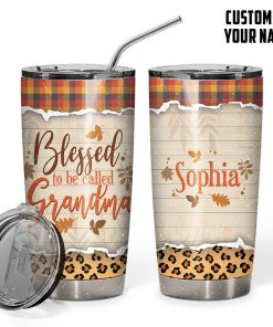 Gearhumans 3D Grandparents Day Blessed To Be Called Grandma Custom Name Design Vacuum Insulated Tumbler