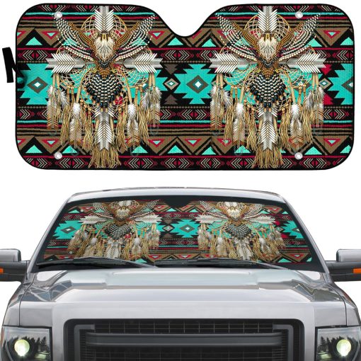 Gearhumans 3D Brown Native America Car Auto Sunshade