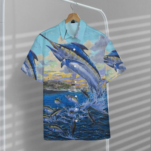 Gearhumans 3D BLue Marlin Custom Hawaii Shirt - Image 5