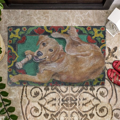 Gearhumans 3D Happy Golden Custom Doormat