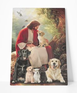 Gearhumans 3D God Surrounded By Labrador Retriever Custom Canvas