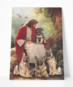 Gearhumans 3D God Surrounded By German Shepherd Custom Canvas