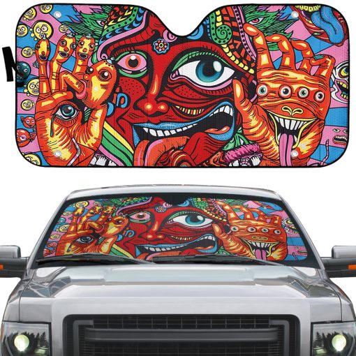 Gearhumans 3D Mysterious Hippie Custom Sunshade - Image 2