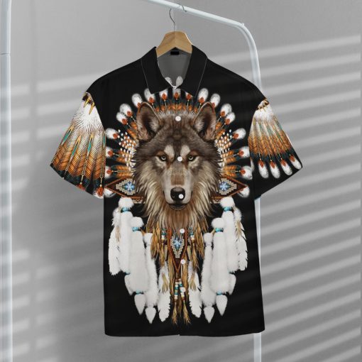 Gearhumans 3D Native Wolf Custom Hawaii Shirt - Image 5