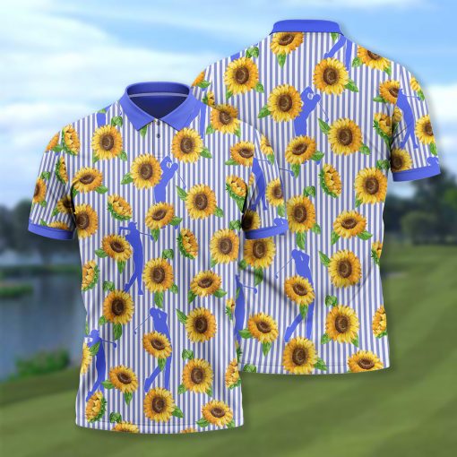 Gearhumans 3D Golfaholic Sunflowers Custom Polo Shirt