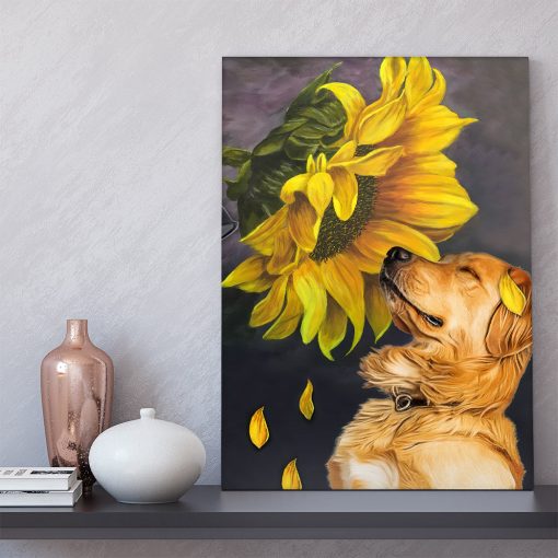 Gearhumans 3D Golden Retriever Sunflower Custom Canvas - Image 5