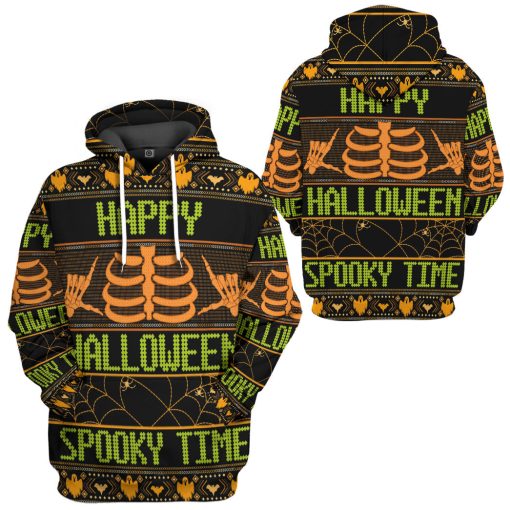 Gearhumans 3D Ugly Halloween Spooky Time Custom Hoodie Tshirt Apparel