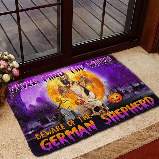 Gearhumans 3D Beware Of Halloween Vampire German Shepherd Custom Doormat - Image 5