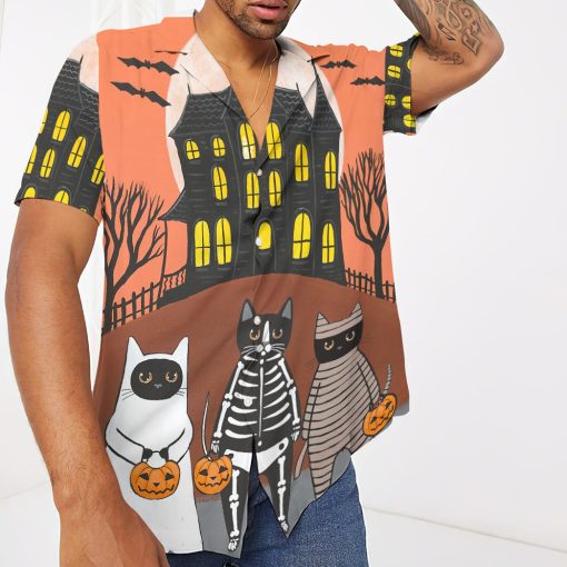 Gearhumans 3D Happy Halloween You Go First Black Cats Custom Short Sleeves Shirt 3 Gearhumans 3D Happy Halloween You Go First Black Cats Custom Short Sleeves Shirt - Image 3