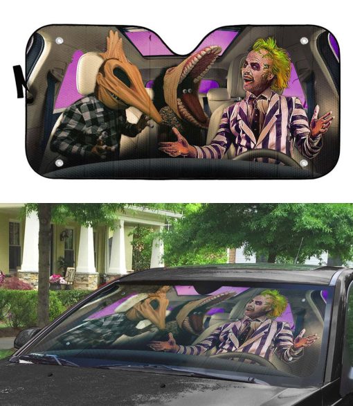 Gearhumans 3D Beetlejuice Custom Car Auto Sunshade - Image 3