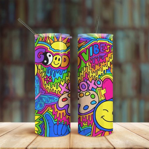 Gearhumans 3D Hippie Vibes Custom Glitter Tumbler