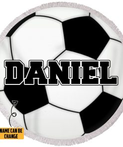 Gearhumans 3D Soccer Ball Custom Name Round Beach