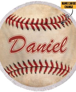 Gearhumans 3D Baseball Custom Name Round Beach Towel