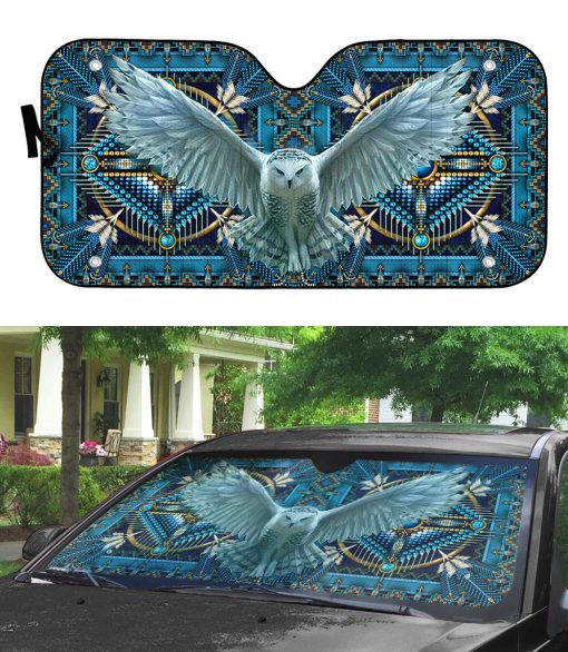 Gearhumans 3D Owl Native American Car Auto Sunshade 9 Gearhumans 3D Owl Native American Car Auto Sunshade