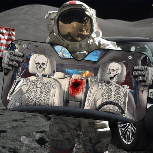 Gearhumans 3D Halloween Funny Skeleton Custom Car Auto Sunshade - Image 5