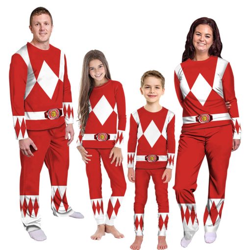 Gearhumans 3D Mighty Morphins Power Ranger Red Custom Family Pajamas