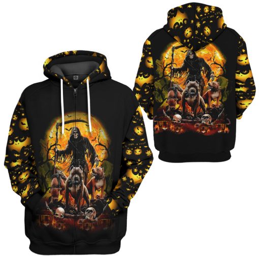 Gearhumans 3D The Dead And Pitbull Halloween Custom Hoodie Tshirt Apparel