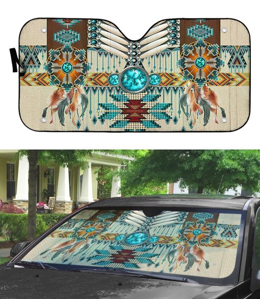 Gearhumans 3D Native American Pattern Car Auto Sunshade 9 Gearhumans 3D Native American Pattern Car Auto Sunshade