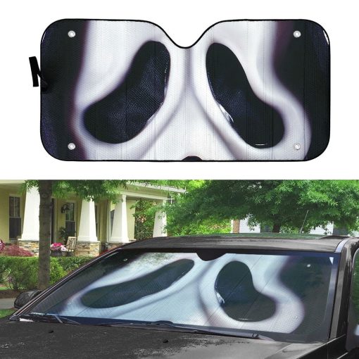 Gearhumans 3D Halloween Ghostface Mask Custom Car Auto Sunshade - Image 3