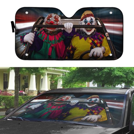 Gearhumans 3D Halloween Horror Clowns Custom Car Auto Sunshade