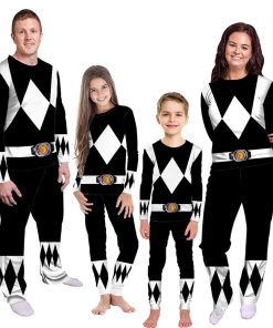 Gearhumans 3D Mighty Morphins Power Ranger Black Custom Family Pajamas
