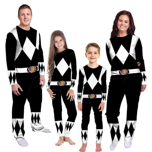 Gearhumans 3D Mighty Morphins Power Ranger Black Custom Family Pajamas